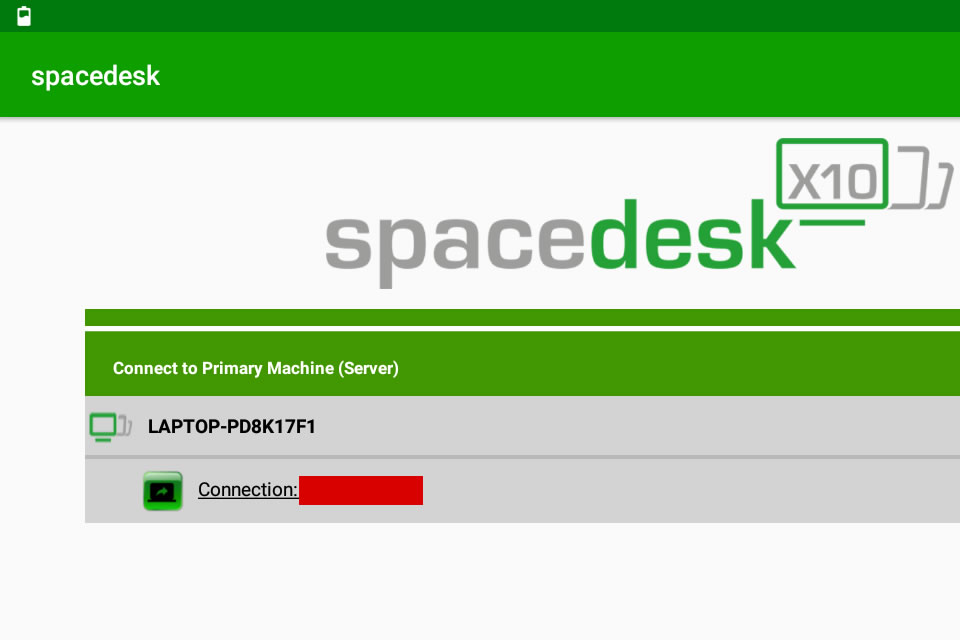 スマホ版spacedeskの画面